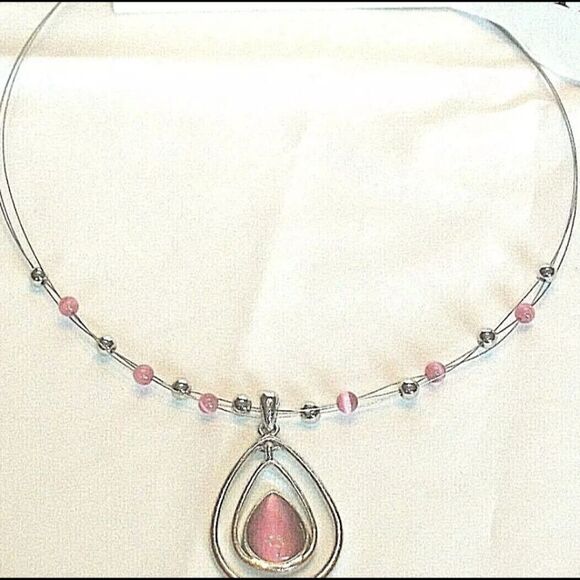Lia Sophia COTTON CANDY Necklace, Pink Cat's Eye, NWOT - Picture 3 of 5